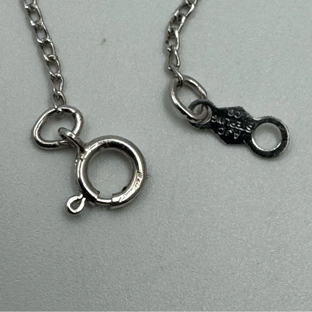 Sterling Silver Double Heart CZ Pendant Necklace 18”